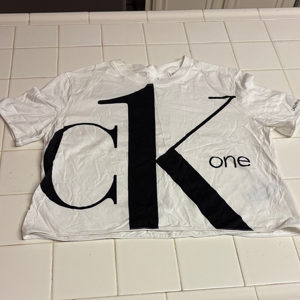 Calvin Klein White Tee with Black CK Logo